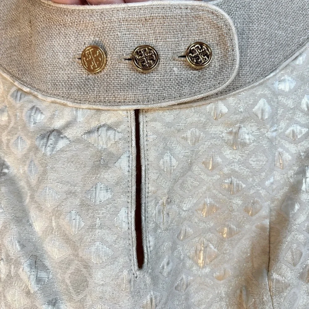 TORY BURCH Cream Patterned Sleeveless Dress